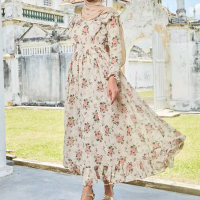 Marigold Summer Dress in Rosy Beige
