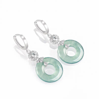 S925 silver inlay, natural A jadeite, blue water jade rings, earrings and earrings, with 925 silver 