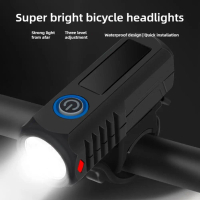 ไฟจักรยาน, สดใส, ไฟ LED ด้านหน้า, ชาร์จด้วย USB, ไฟฉายภูเขา, ไฟหน้าจักรยาน, เหมาะสำหรับจักรยาน, R0N1