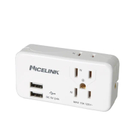 【NICELINK 耐司林克】3座2+3孔雙USB擴充插座/壁插/轉接頭(3.4A快充 EC-M03MU3)