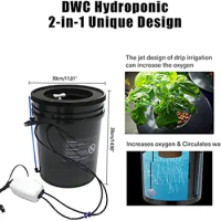 Hydroponics Growing System 5-Gallon 5 Gallon Deep Water Culture Bucket System Kit for Vegetables Fruits Hydroponic Bucket System