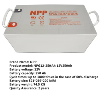 NPP Deep Cycle AGM Gel Battery 12v 250ah Valve Regulated Lead-acid Battery Lifepo4 Battery For Solar Off Grid System Home