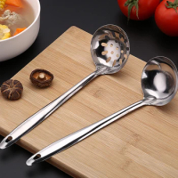1Pcs Stainless Steel Soup Ladle With Long Handle Kitchen Cutlery Hot Pot Strainer Spoon