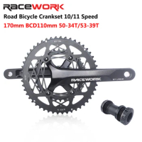 RACEWORK Road Bicycle Crankset 22 Speed 110BCD Double Sprockets 170mm 50-34T 53-39T Bike Crank prowheel Chainring With BB Parts