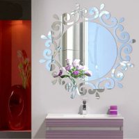 Makeup Mirror 3D Mirror Sticker Acrylic Home Decoration for Kids Rooms Bathroom Bedroom Art Mural Self-adhesive Wall Stickers