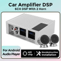 Hifi 6 Channel 4X50W DSP Amplifier Audio Signal Processor Amp Equalizer With Speaker For Universal Android Car Radio Multimedia