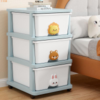 小推車置物架卡通零食儲物柜子多層兒童臥室床頭玩具收納架可移動