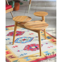 Selia Furniture Flos Coffee Table - Round Coffee Table - Meja Kopi Tamu Bulat Kayu Jati