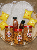 Bánh tráng phơi sương COMBO KHỦNG: 600gr bánh+400gr ruốc hành phi+400gr bơ béo+150gr tóp mỡ rim mắm 