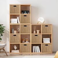 收納櫃木質自由組合格子櫃家用臥室落地置物架矮書櫃客廳儲物櫃