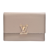 LV M62159 經典Capucines系列Taurillon皮革釦式短夾(卵石色)