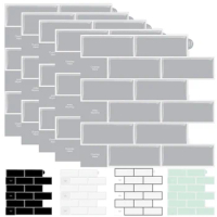 5/10Pcs Classic PET Peel and Stick Tiles Self Adhesive Wall Tiles Brick Backsplash 3D Wall Sticker Panel for Kitchen Bathroom