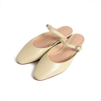 【KOKKO 集團】法式慵懶柔軟綿羊皮穆勒鞋(淺黃色)