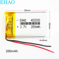 3.7V 200mAh 402030 Lithium Polymer LiPo Rechargeable Battery For Mp3 GPS Smart Watch Camera Bluetooth Speaker Recorder Headphone