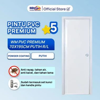 Pintu Kamar Mandi PVC Premium 70x195cm Putih Kanan/Kiri Tidy- Proteksi Ganda Extra Bubble Wrap
