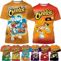 Cheetos 3d Printed T-shirt Funny Fashion Casual Cheetos Potato Chips Personality Food T-shirt Cosplay Men's Clothing Quality