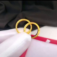 520時鐘素圈戒指女小眾設計18k金仿真黃金情侶對戒婚戒年新款
