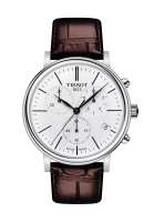 Tissot Carson Premium Chronograph Gent Brown Leather Strap and White Dial Quartz Watch - T122.417.16.011.00