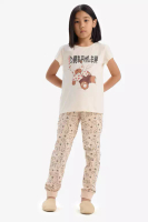 DeFacto Girls Pajamas Set Printed Short Sleeve Top with Pattern Bottom E2222A825Sp