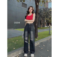 Jean Baggy Nữ Eo Giữa Xanh Đen Style Trẻ Trung Năng Động NC0594 Women Pants Tell New Jean Baggy