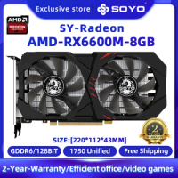 SOYO new AMD placa de video Radeon RX6600 RX6600M 8GB 8Pin 128Bit DDR6 PCIE4.0x8 Gaming Graphics Card for Desktop Computer GPU