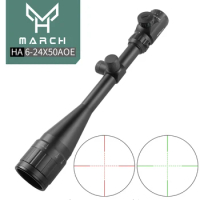 MARCH HA 6-24x50 AOE Optics Sniper Scope Compact Riflescopes Hunting Scopes with Rail Mounts Air Rifle Optical Sight Airguns
