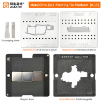 AMAOE Mate30Pro 2in1 Middle Layer Board BGA Reballing Stencil Plant Tin Platform for Android Mate30Pro CPU Repair net 0.15MM THK