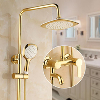免運 花灑套裝 景偉金色花灑套裝 明裝全銅淋浴器 恒溫淋雨噴頭衛浴家用淋浴花灑