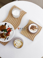 創意水波紋咖啡托盤 北歐櫸木砧板 木制面包盤【淘夢屋】