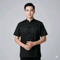Famed Kemeja Cheongsam Pria Lengan Pendek Oriental - Baju Mandarin Imlek dan Harian Hitam 01 M