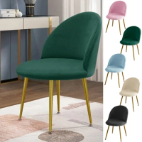 Velvet Chair Cover Stretch Arc Back Dining Chair Slipcovers Accent Curved Chairs Covers Elastic House De Chaise Seat Case