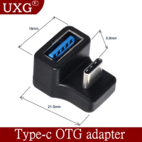 180 Degree Up &amp; Down Angled Type-C USB-C OTG To USB 5.0 Female Extension Adapter For Cell Phone &amp; Tablet VR Mac Huawei Xiaomi