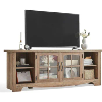 TV Stand for 65 Inch TV,Glass Door Storage Cabinet &amp; Adjustable Shelves,TV Console Table Media Cabinet