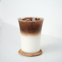 日式簡約豎條紋玻璃杯折邊帶把果汁杯玻璃冰咖啡網紅水杯牛奶杯子