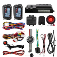 2 Way Car Alarm LCD Display With Induction Module Remote Start Push Button Shock Sensor Microwave Detection Warning Siren