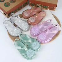 Mini New Children's Shell Sandals Baby Kids Shining Pearl Jelly Shoes Fashion Boys Girls Soft Sole Beach Shoes Toddlers Shoes