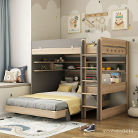 【上下床 北歐新款】北歐兒童多功能高低床上床下書桌床一體軟包儲物組閤床上下雙層床 F3I6
