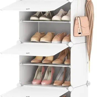 Closet Tall Shoe Rack Organizer, 10 Tiers Narrow White Shoes Storage Cabinet 20 Pairs Portable for Bedroom Small Space Stacked