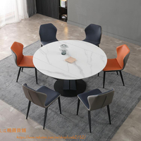 意式巖闆餐桌椅組合伸縮旋轉圓桌戶型方圓兩多功能飯桌●江楓雜貨鋪