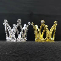 5pcs Alloy Heart-shaped Crown Luxury Rhinestone Finger Crown Ornaments Kids Birthday Party Supplies DIY Cake Topper Decoration