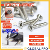 [10PCS] #8 Tapping Screw Skru Kayu Screw Flat Head Paku Kepala Rata Screw Skru Kayu Wall Self Tappin