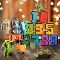 Digital Numbers Bots Educational Toys Transportation Tank Warrior Deformation Action Figures Transformation Robot For Children