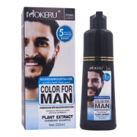 ​Mokeru 1pc 200ml Natural Long Lasting Hair Dye Black Shampoo Permanent Black Dye Shampoo For Men Covering White Gray Hair