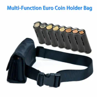 Multi Pockets Fanny Pack Waist Bag 8 Slots Euro Coin Holder Dispenser Euro Sorter For Waiter Driver Cashier Money Bills Safe