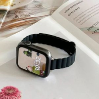 磁吸矽膠細款拼色保護殼iwatch錶帶se適用Applewatch蘋果s9手錶s8黑色磁吸（細款）42mm（1/2/3代 舊款）