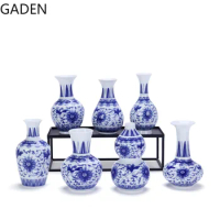 Chinese Style Blue and White Porcelain Vase Mini Vase Small Ornaments Ceramic Crafts Complex Home Decoration Dried Flower Vase
