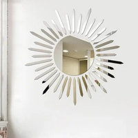 3d Wall Mirror Sticker Decorative Mirrors DIY Wall Adhesive Sticker Sun Flower Aesthetic Room Decor Stickers for Living Room