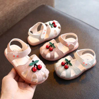 Summer Baby Girls Sandals Cute Cherry Closed Toe Toddler Infant Kids Shoes Princess Walkers Little Girls Shoes Sandals