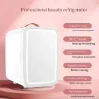 Car Mini Refrigerator 8L Capacity Home Beauty. Portable Storage for Skin Care, Drinks, Outdoor Travel Small Fridge
