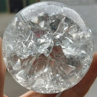 4/5/6/8cm Ice Crack Crystal Ball Glass Magic Sphere Feng Shui Ornament Rocky Water Fountain Bonsai Ball Living Room Home Decor